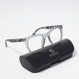 EyeJack Bell Bottom Matt Grey Square Eyeglasses for Men & Women (62204CL389-C4)