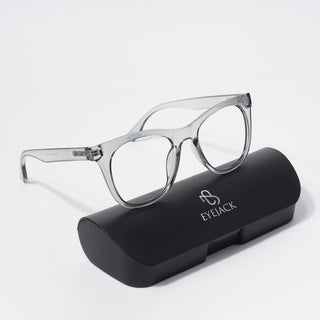 EyeJack Bell Bottom Shine Grey Square Eyeglasses for Men & Women (62204CL390-C5)