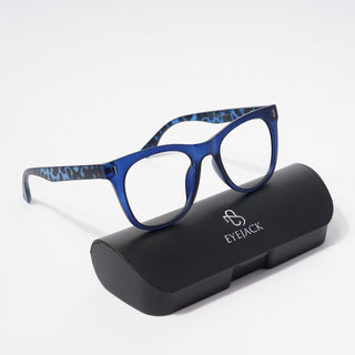 EyeJack Bell Bottom Matt Blue Square Eyeglasses for Men & Women (62204CL392-C7)