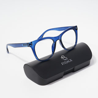 EyeJack Bell Bottom Shine Blue Square Eyeglasses for Men & Women (62204CL393-C8)