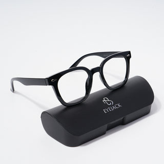 EyeJack Bell Bottom Shine Black Square Eyeglasses for Men & Women (62205CL396-C2)