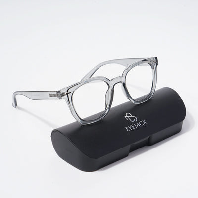 EyeJack Bell Bottom Shine Grey Square Eyeglasses for Men & Women (62205CL399-C5)