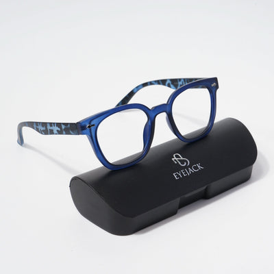 EyeJack Bell Bottom Matt Blue Square Eyeglasses for Men & Women (62205CL401-C7)