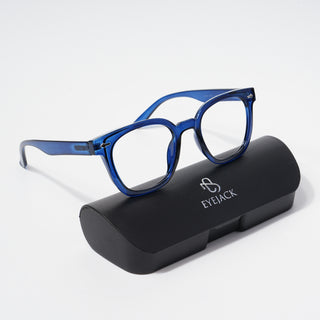 EyeJack Bell Bottom Shine Blue Square Eyeglasses for Men & Women (62205CL402-C8)