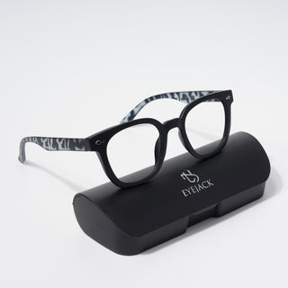 EyeJack Bell Bottom Matt Black Square Eyeglasses for Men & Women (62205CL453-C10)