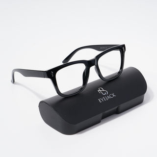 EyeJack Bell Bottom Shine Black Square Eyeglasses for Men & Women (62206CL405-C2)