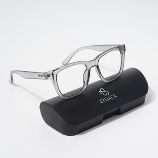 EyeJack Bell Bottom Shine Grey Square Eyeglasses for Men & Women (62206CL408-C5)