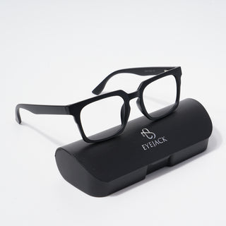 EyeJack Bell Bottom Matt Black Rectangle Eyeglasses for Men & Women (62207CL413-C1)