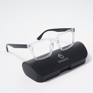 EyeJack Bell Bottom Transparent Rectangle Eyeglasses for Men & Women (62207CL415-C3)