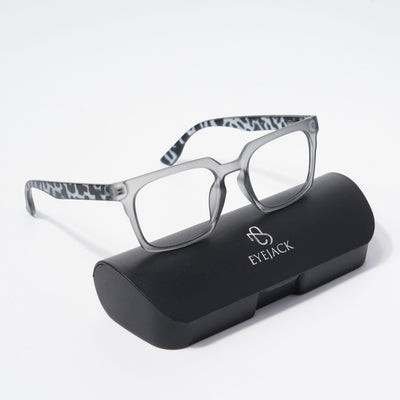 EyeJack Bell Bottom Matt Grey Rectangle Eyeglasses for Men & Women (62207CL416-C4)