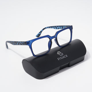 EyeJack Bell Bottom Matt Blue Rectangle Eyeglasses for Men & Women (62207CL419-C7)