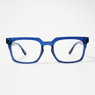 EyeJack Bell Bottom Shine Blue Rectangle Eyeglasses for Men & Women (62207CL420-C8)