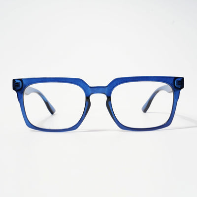 EyeJack Bell Bottom Shine Blue Rectangle Eyeglasses for Men & Women (62207CL420-C8)