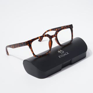 EyeJack Bell Bottom Demi Brown Rectangle Eyeglasses for Men & Women (62207CL421-C9)