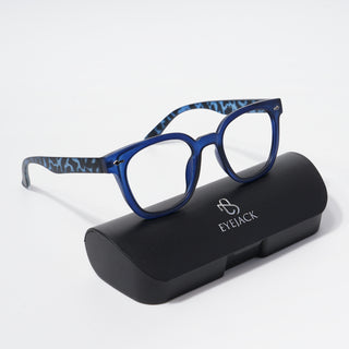 EyeJack Bell Bottom Matt Blue Square Eyeglasses for Men & Women (62208CL428-C7)