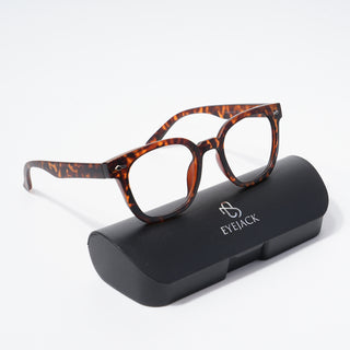 EyeJack Bell Bottom Demi Brown Square Eyeglasses for Men & Women (62208CL430-C9)