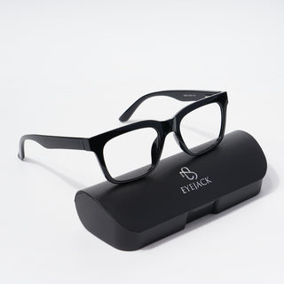 EyeJack Bell Bottom Shine Black Rectangle Eyeglasses for Men & Women (62209CL432-C2)