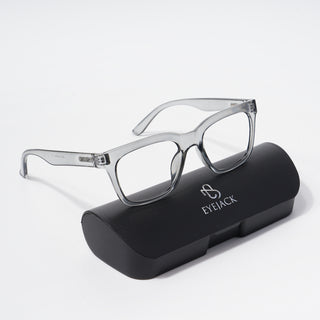 EyeJack Bell Bottom Shine Grey Rectangle Eyeglasses for Men & Women (62209CL435-C5)