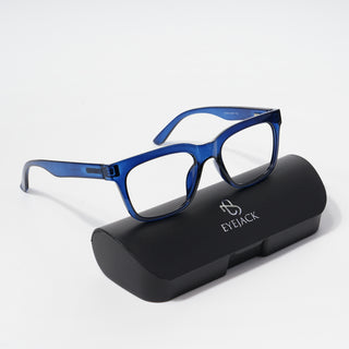 EyeJack Bell Bottom Shine Blue Rectangle Eyeglasses for Men & Women (62209CL438-C8)