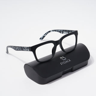 EyeJack Bell Bottom Matt Black Rectangle Eyeglasses for Men & Women (62209CL457-C10)