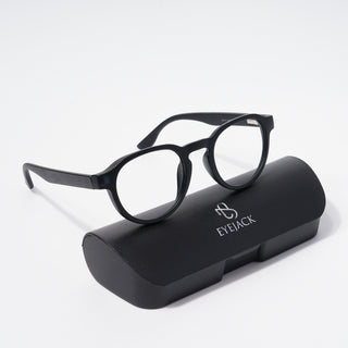 EyeJack Bell Bottom Matt Black Round Eyeglasses for Men & Women (62210CL440-C1)