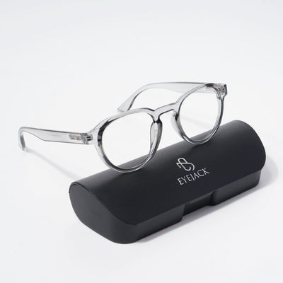 EyeJack Bell Bottom Shine Grey Round Eyeglasses for Men & Women (62210CL444-C5)
