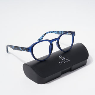 EyeJack Bell Bottom Matt Blue Round Eyeglasses for Men & Women (62210CL446-C7)