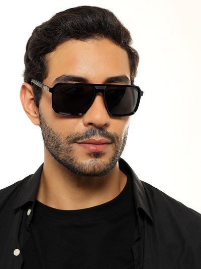 Eyejack Shine Black Square Polarized Sunglasses for Men & Women (6227PCL1115)