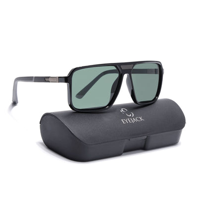 Eyejack Shine Black Square Polarized Sunglasses for Men & Women (6227PCL1117)