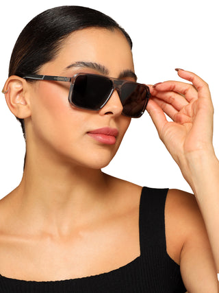 Eyejack Grey Square Polarized Sunglasses for Men & Women (6227PCL1118)