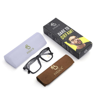 Eyejack Shine Black Rectangle Eyeglasses for Men & Women (668801FCL2316)