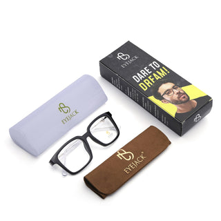 Eyejack Shine Black Rectangle Eyeglasses for Men & Women (668801FCL2317)
