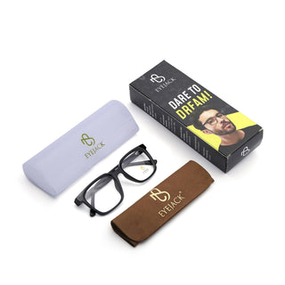 Eyejack Shine Black Square Eyeglasses for Men & Women (668805FCL2364)