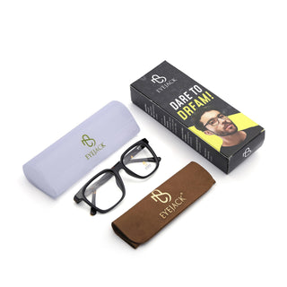 Eyejack Shine Black Square Eyeglasses for Men & Women (668805FCL2366)