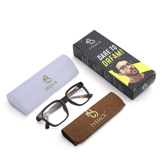 Eyejack Brown Square Eyeglasses for Men & Women (668805FCL2372)