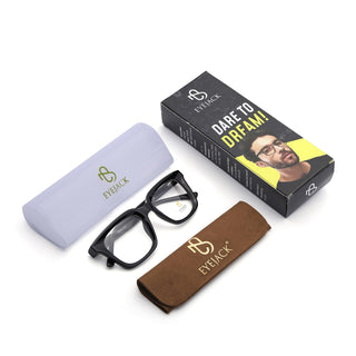 Eyejack Shine Black Square Eyeglasses for Men & Women (668806FCL2376)