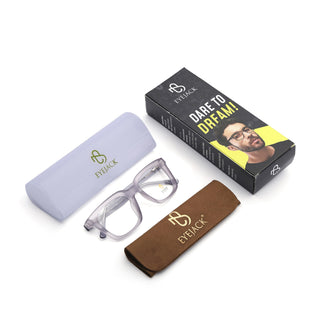 Eyejack Matt Grey Square Eyeglasses for Men & Women (668806FCL2381)