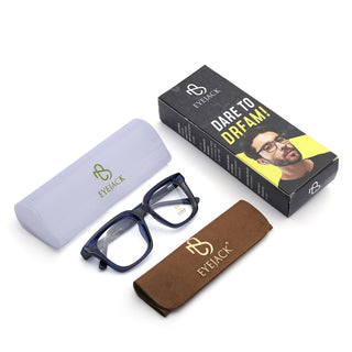 Eyejack Navy Blue Square Eyeglasses for Men & Women (668806FCL2382)
