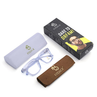 Eyejack Light Blue Square Eyeglasses for Men & Women (668806FCL2383)