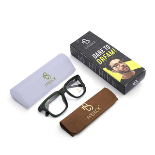Eyejack Green Square Eyeglasses for Men & Women (668806FCL2385)