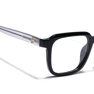 Eyejack Shine Black Square Eyeglasses for Men & Women (668807FCL2389)