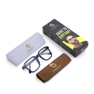 Eyejack Navy Blue Square Eyeglasses for Men & Women (668807FCL2394)