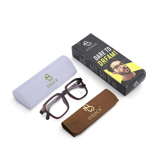 Eyejack Brown Square Eyeglasses for Men & Women (668807FCL2396)