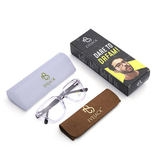 Eyejack Transparent Wayfarer Eyeglasses for Men & Women (668810FCL2434)