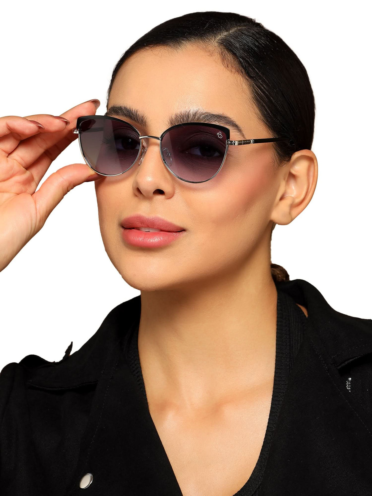 Eyejack Silver & Black Cateye Sunglasses for Women (7005CL830)