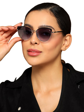 Eyejack Silver & Black Cateye Sunglasses for Women (7005CL830)