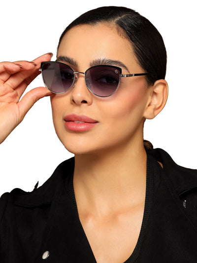 Eyejack Silver & Black Cateye Sunglasses for Women (7005CL830)