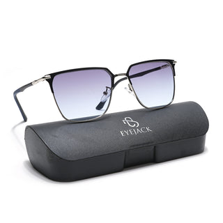 Eyejack Silver & Black Square Sunglasses for Men & Women (7021CL854)