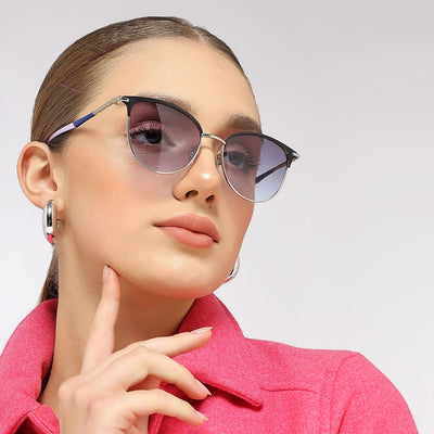 Eyejack Black & Silver Cateye Sunglasses for Women (7031CL819)