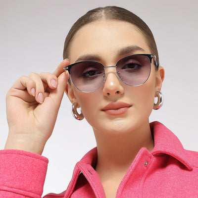 Eyejack Black & Silver Cateye Sunglasses for Women (7031CL819)